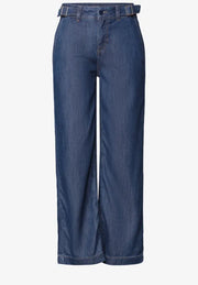 Street One Wide Leg High Waist Jeans Dark Blue - front flat lay