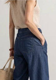 Street One Wide Leg High Waist Jeans Dark Blue - back pocket detail