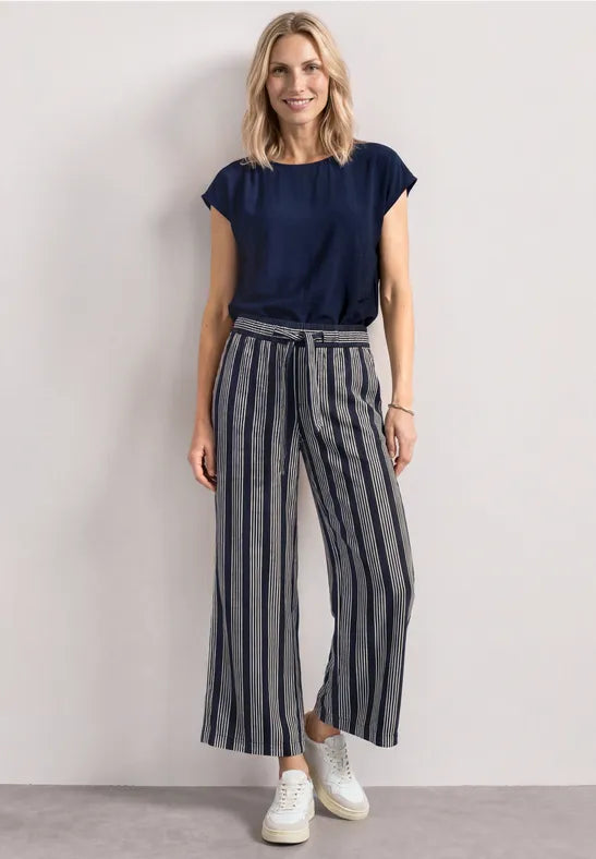 Street One Emee All Over Print MW Pant | Dark Blue 381357
