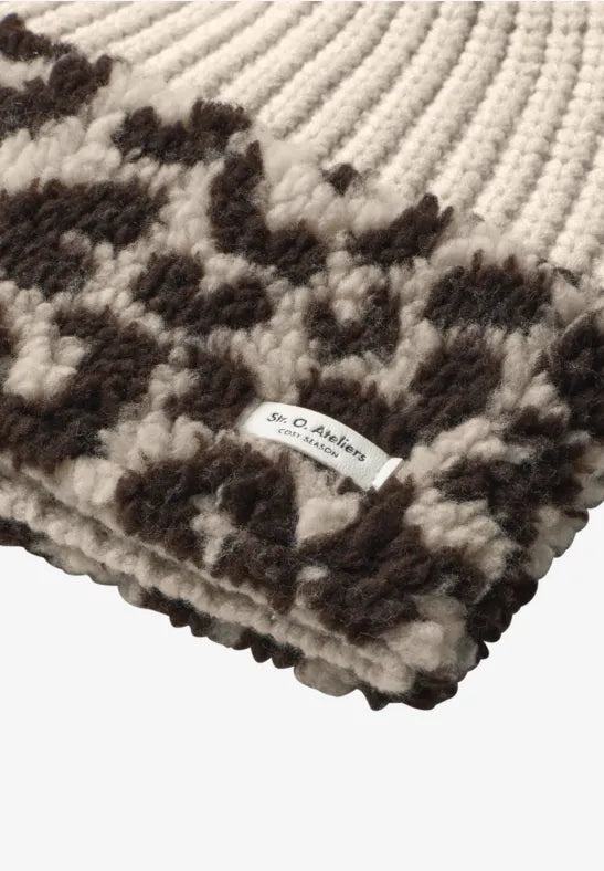 Street One  Knitted Hat with Teddy & Leopard Detail | Beige 573157