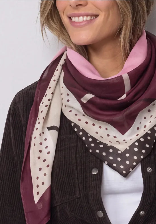 Street One Graphic Print Square Scarf | Rouge 573245