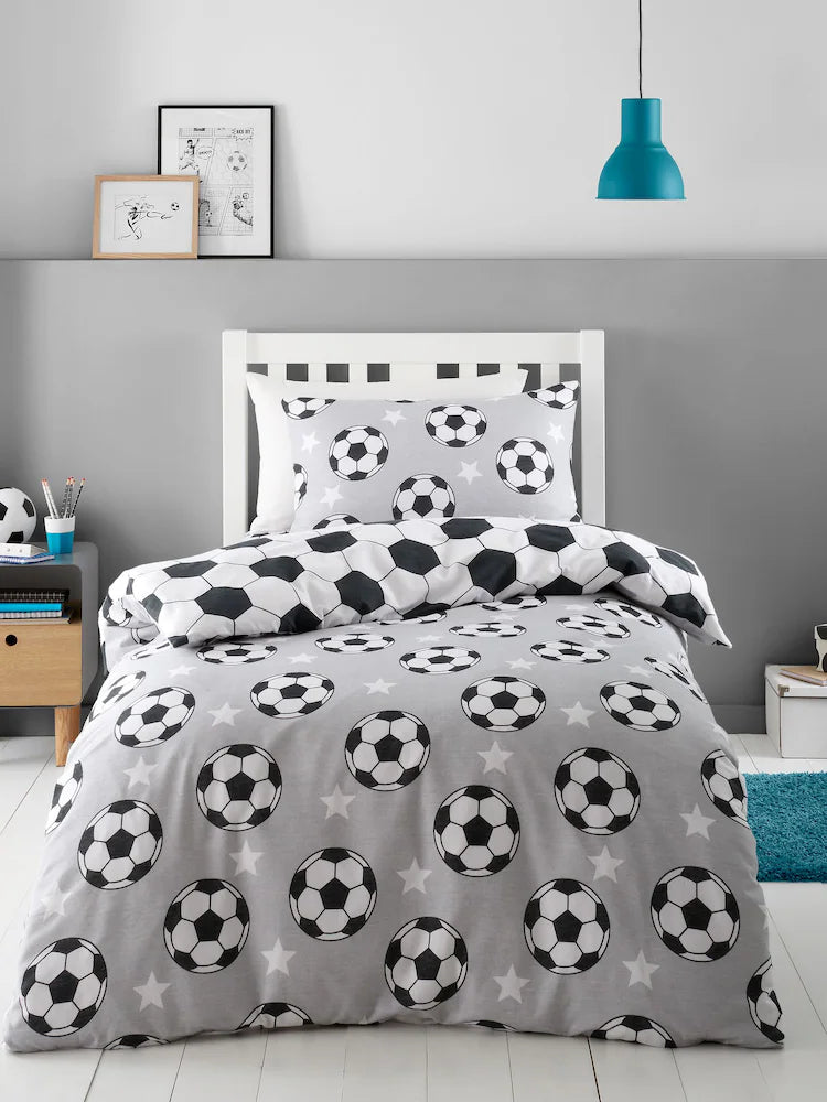 Catherine Lansfield Football Quilt  Set | Grey