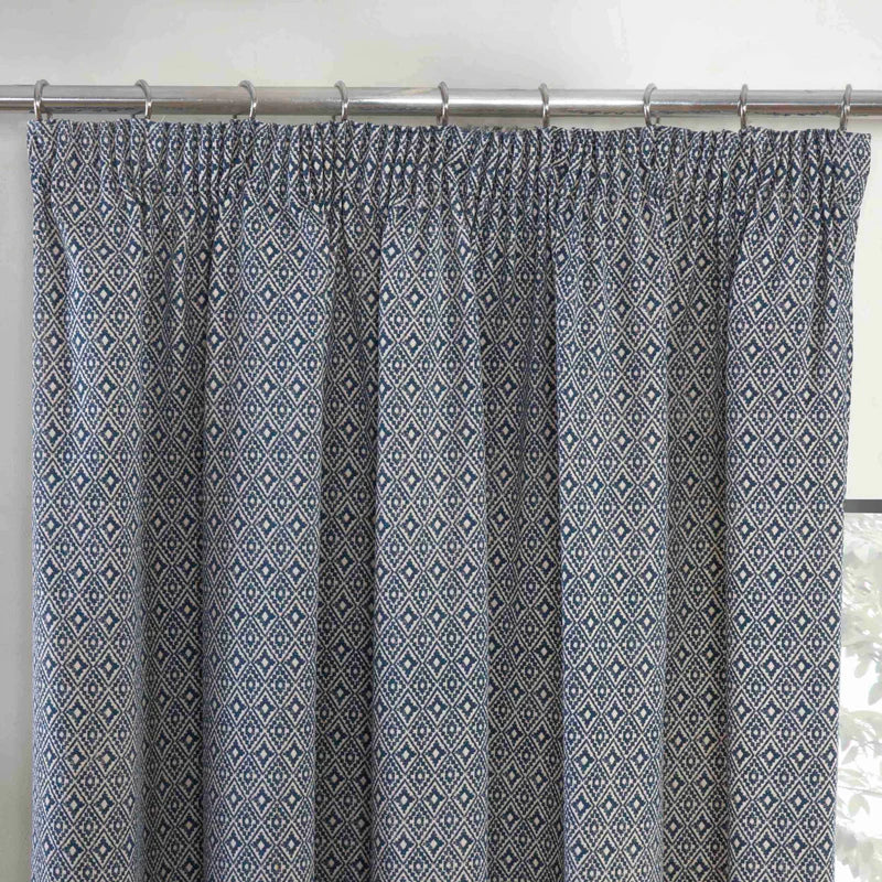 Sundor Aztec Pencil Pleat Curtains | Navy