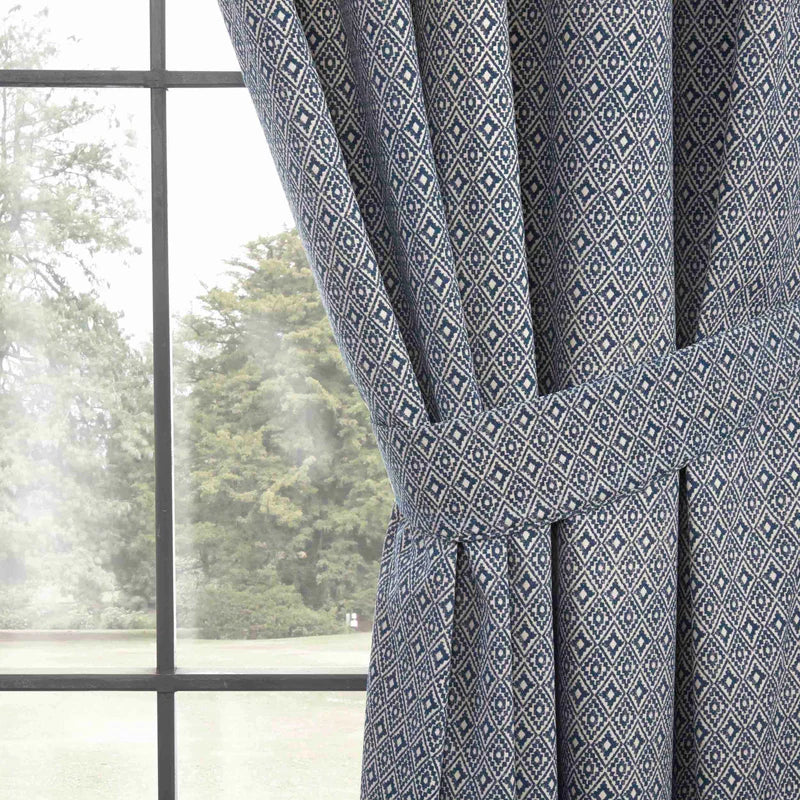 Sundor Aztec Pencil Pleat Curtains | Navy