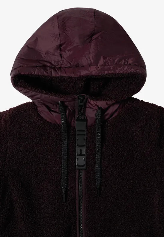 CECIL Teddy Matmix Hooded Coat | Berry 101452