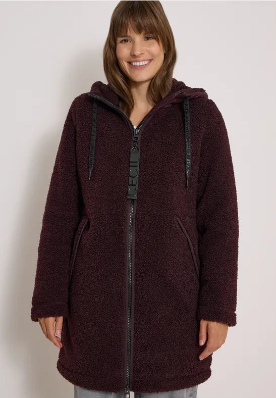 CECIL Teddy Matmix Hooded Coat | Berry 101452