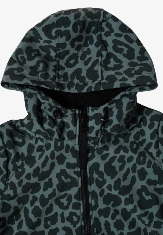CECIL Softshell Animal Print Hooded Zip Coat | Khaki 101456
