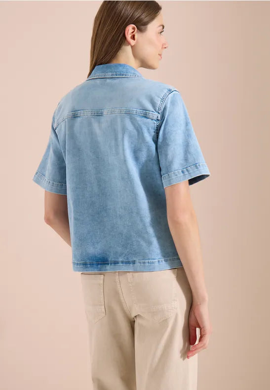 CECIL Short Sleeve Overshirt | Light Blue 213073