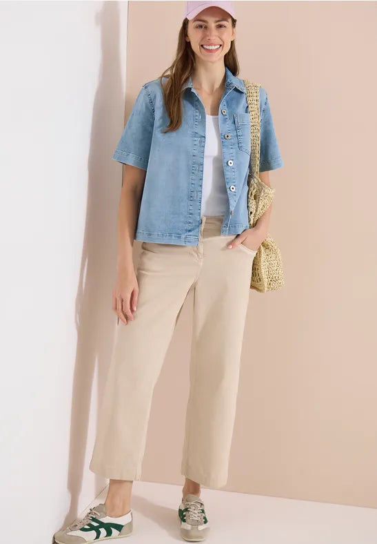 CECIL Short Sleeve Overshirt | Light Blue 213073