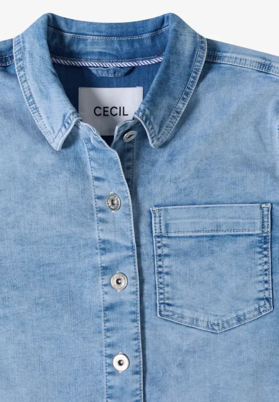 CECIL Short Sleeve Overshirt | Light Blue 213073
