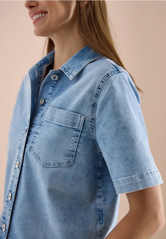 CECIL Short Sleeve Overshirt | Light Blue 213073