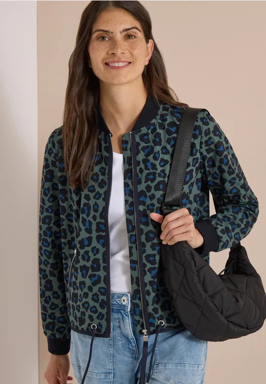 CECIL Animal Print Sporty Blouson Jacket | Olive 213119