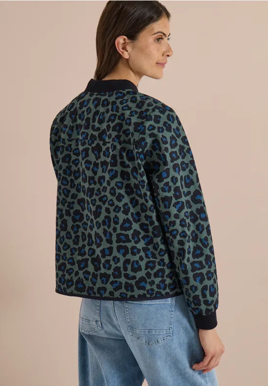 CECIL Animal Print Sporty Blouson Jacket | Olive 213119