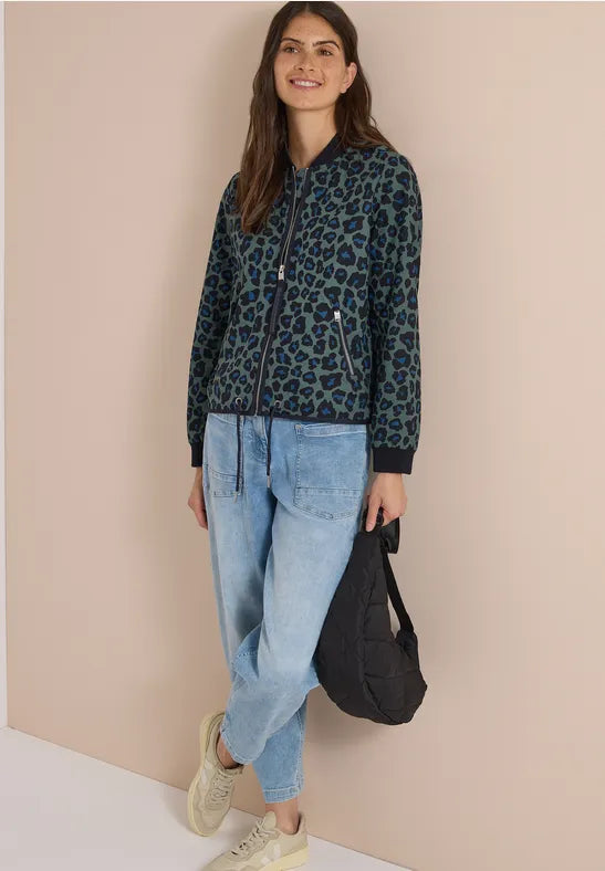 CECIL Animal Print Sporty Blouson Jacket | Olive 213119