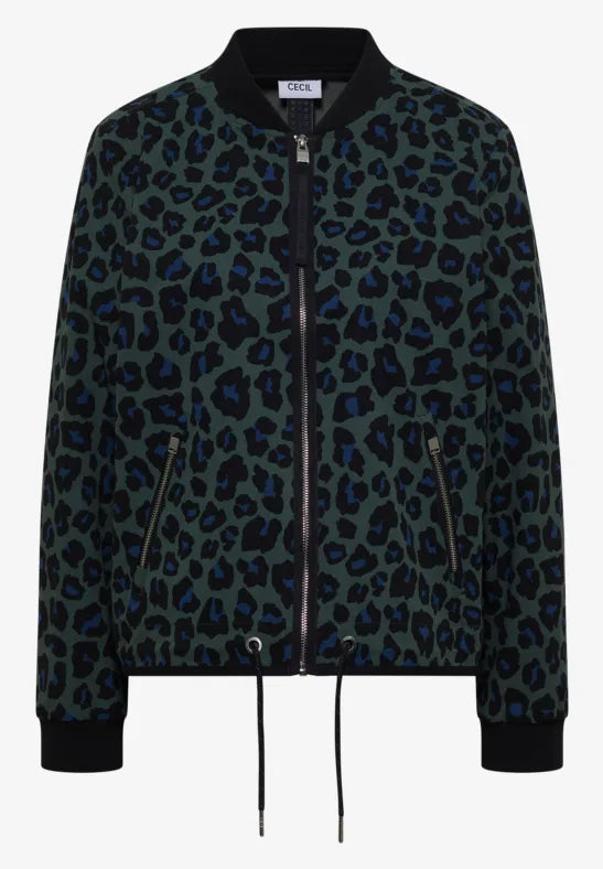 CECIL Animal Print Sporty Blouson Jacket | Olive 213119