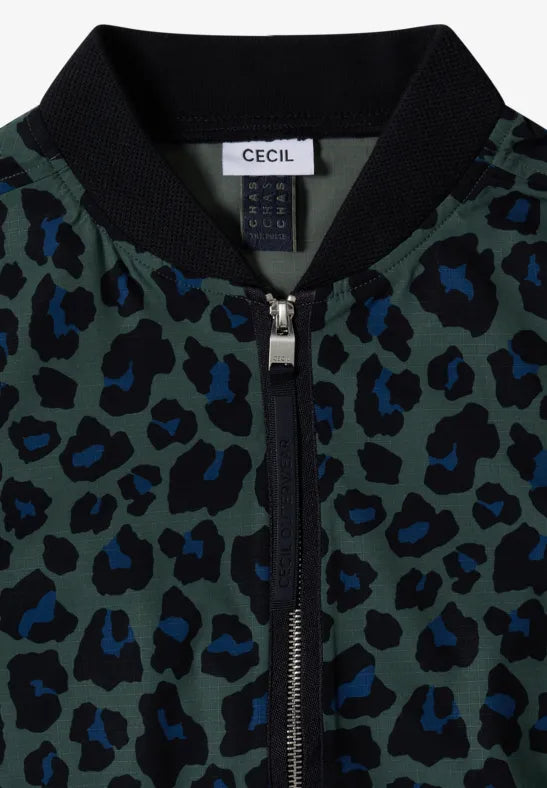 CECIL Animal Print Sporty Blouson Jacket | Olive 213119