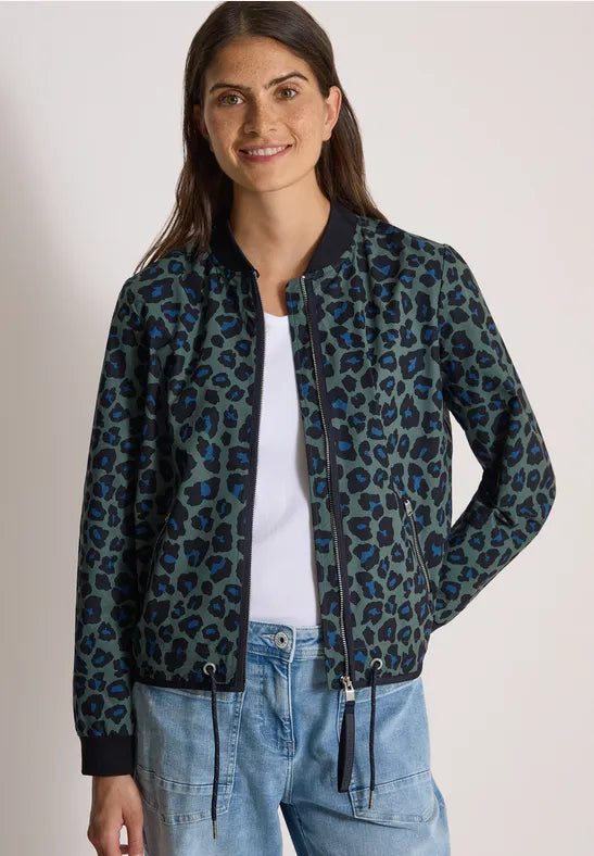 CECIL Animal Print Sporty Blouson Jacket | Olive 213119