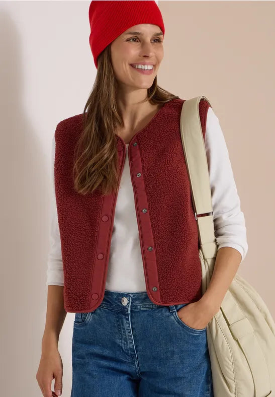 Cecil Matmix Teddy Vest | Wine
