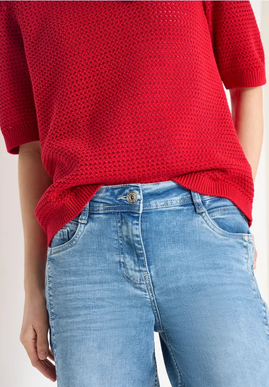 CECIL Structure Round Neck Pullover | Red 303841