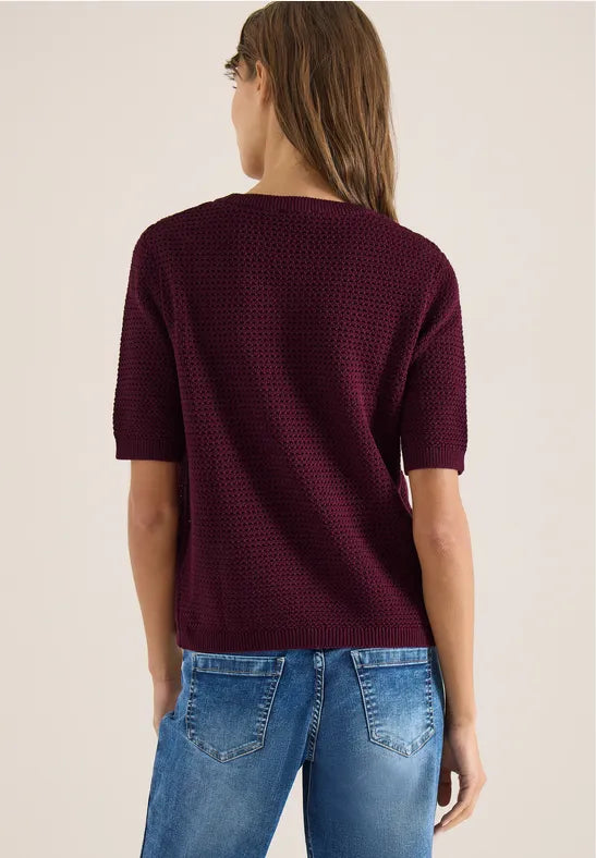 CECIL Structure Round Neck Pullover | Grape 303841