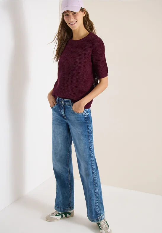 CECIL Structure Round Neck Pullover | Grape 303841