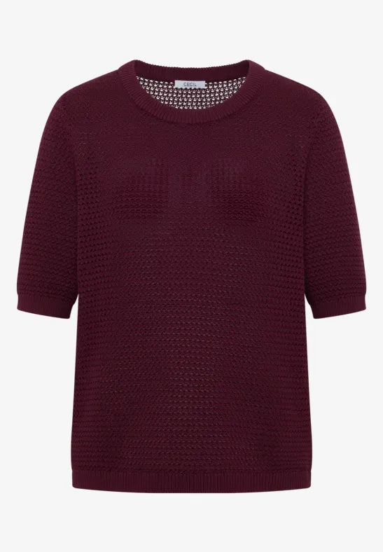CECIL Structure Round Neck Pullover | Grape 303841