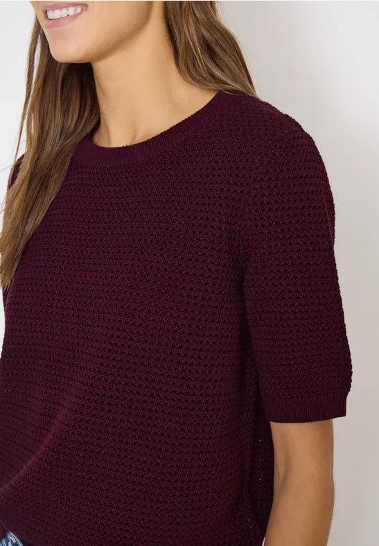 CECIL Structure Round Neck Pullover | Grape 303841