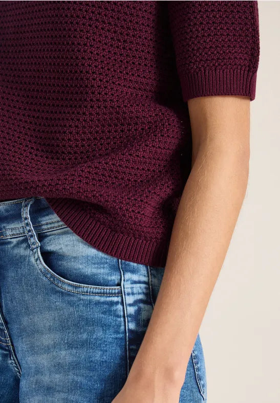 CECIL Structure Round Neck Pullover | Grape 303841