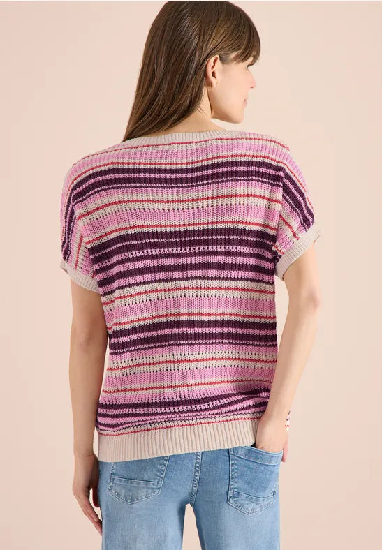 CECIL Tape Yarn Ribbon Stripe Sweater | Grape Multicolour 303842