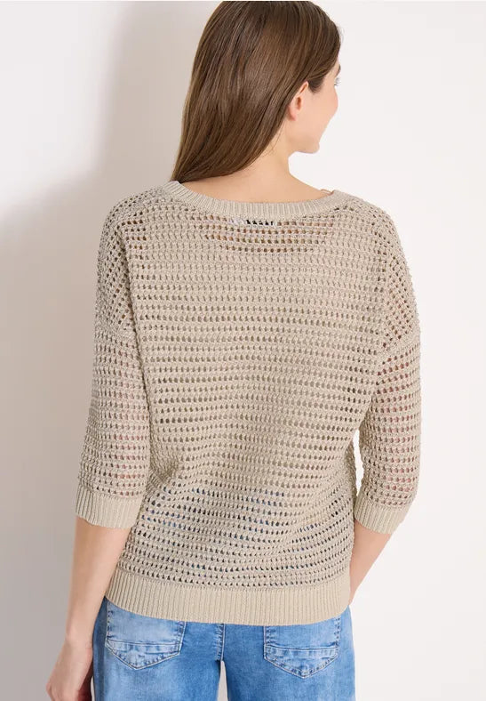 CECIL Yarn Mix Top | Beige 303843
