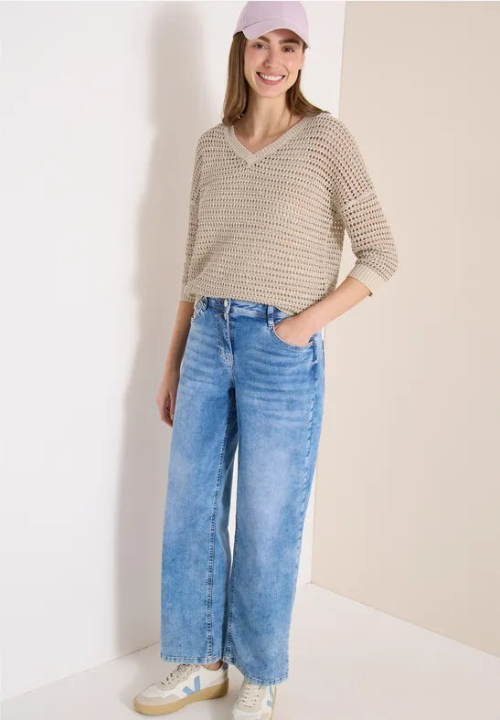 CECIL Yarn Mix Top | Beige 303843