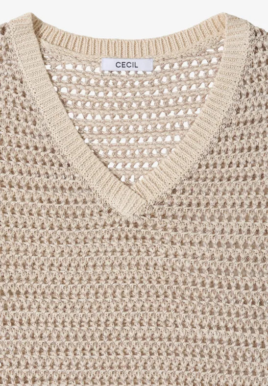 CECIL Yarn Mix Top | Beige 303843