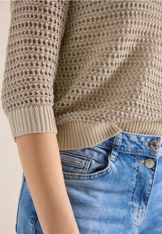 CECIL Yarn Mix Top | Beige 303843
