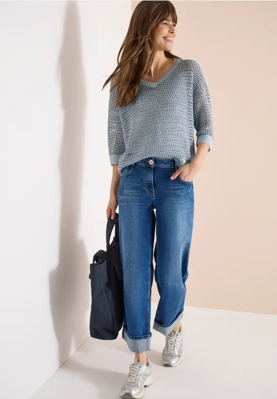 CECIL Yarn Mix Top | Blue 303843