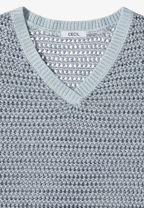 CECIL Yarn Mix Top | Blue 303843