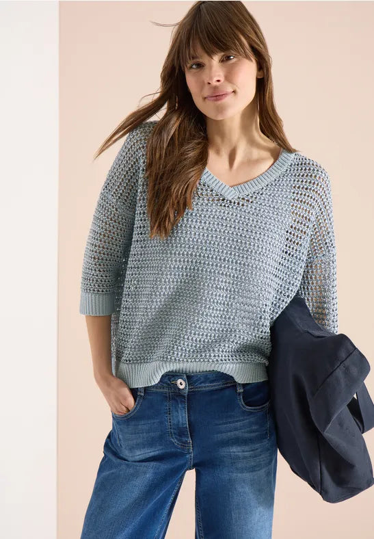 CECIL Yarn Mix Top | Blue 303843