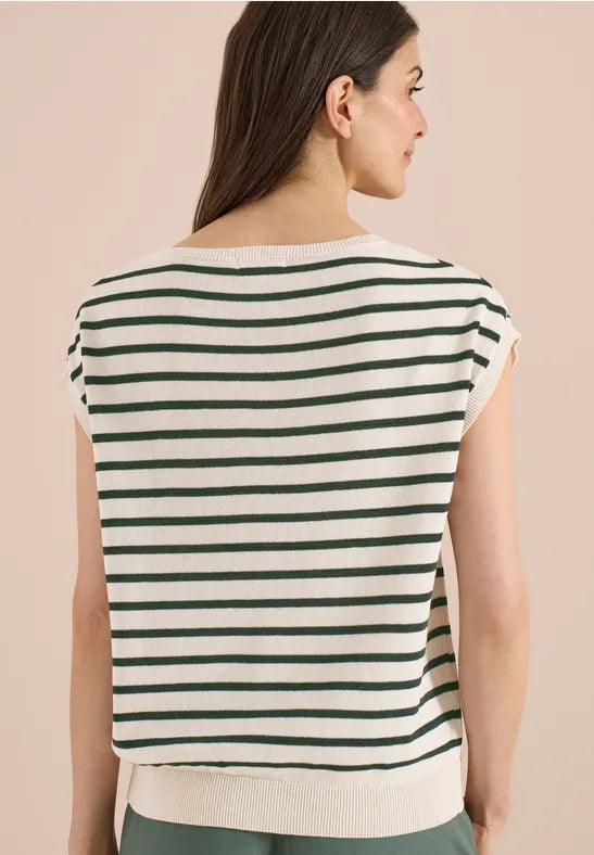 CECIL Linen Look Stripe Shirt  | Green 303865