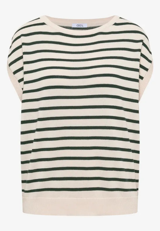 CECIL Linen Look Stripe Shirt  | Green 303865