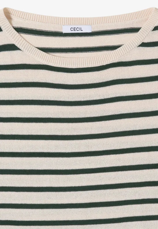 CECIL Linen Look Stripe Shirt  | Green 303865