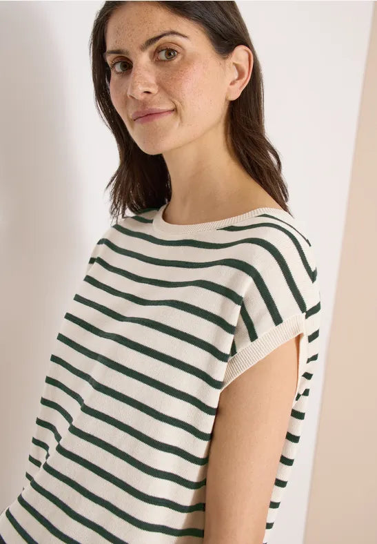 CECIL Linen Look Stripe Shirt  | Green 303865