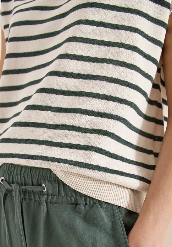 CECIL Linen Look Stripe Shirt  | Green 303865