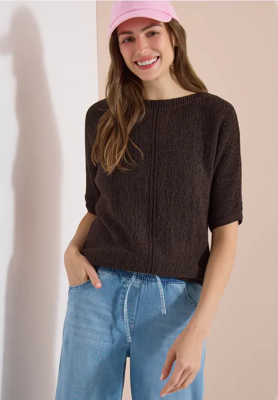 CECIL Tapeyarn Knit Sweater | Brown 303881