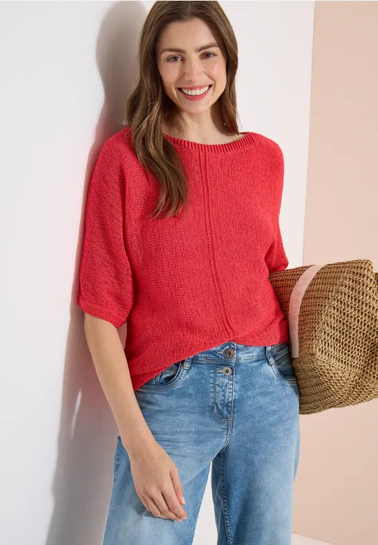 CECIL Tapeyarn Knit Sweater | Coral 303881