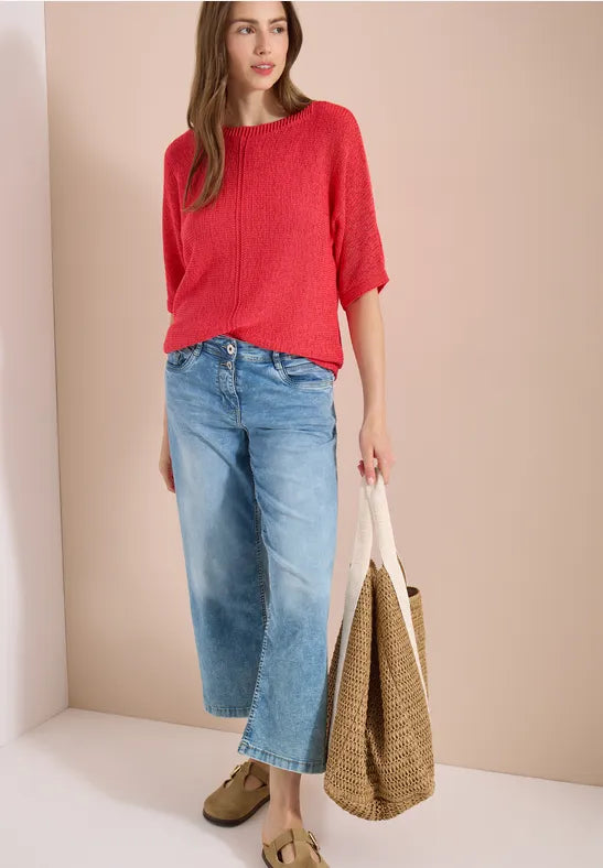 CECIL Tapeyarn Knit Sweater | Coral 303881