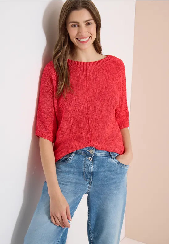 CECIL Tapeyarn Knit Sweater | Coral 303881