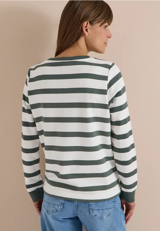Cecil Striped Sweat Shirt | Olive 303988