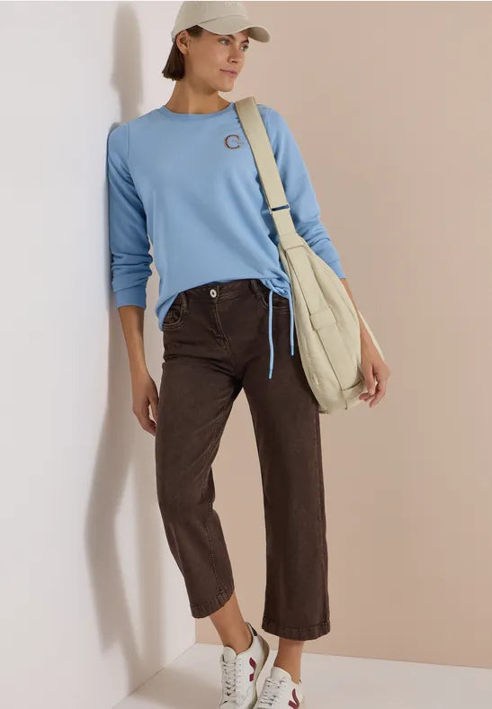 Cecil Solid Sweat Shirt | Blue 303989