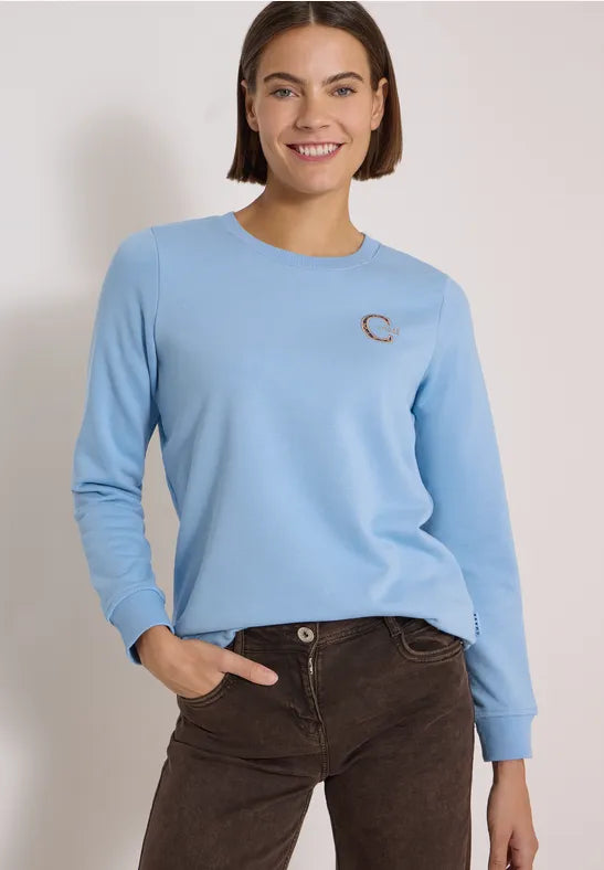Cecil Solid Sweat Shirt | Blue 303989