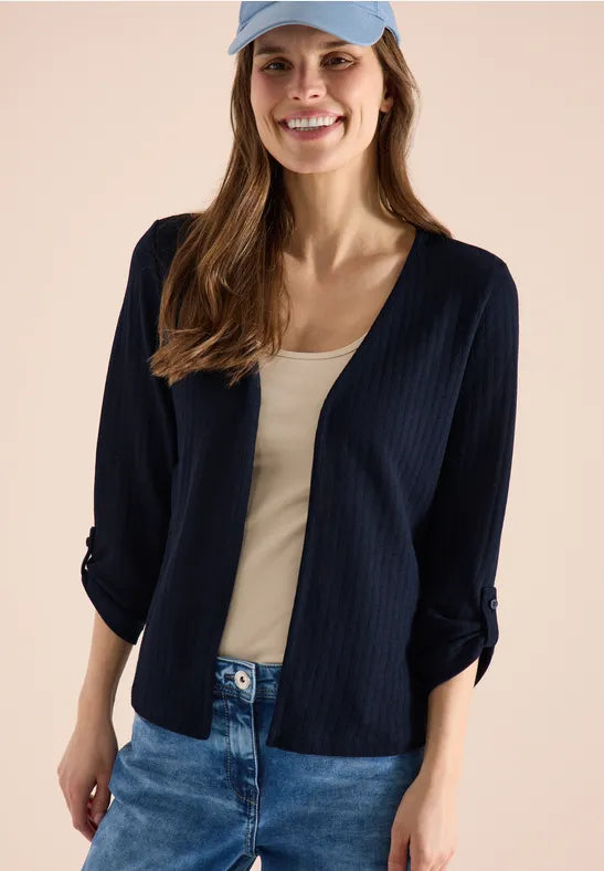 CECIL Open Knit Jacket | Blue 325030