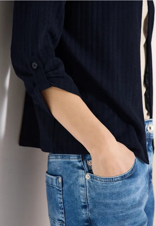 CECIL Open Knit Jacket | Blue 325030